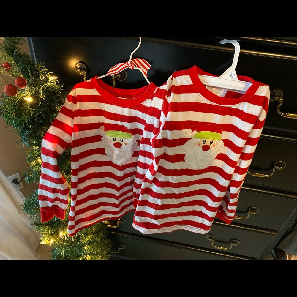 Southern Tots Twin Sibling Santa Christmas shirts